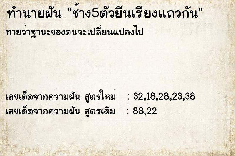 ทำนายฝันช้าง5ตัวยืนเรียงแถวกัน ทำนายฝันทำนายฝันช้าง5ตัวยืนเรียงแถวกัน