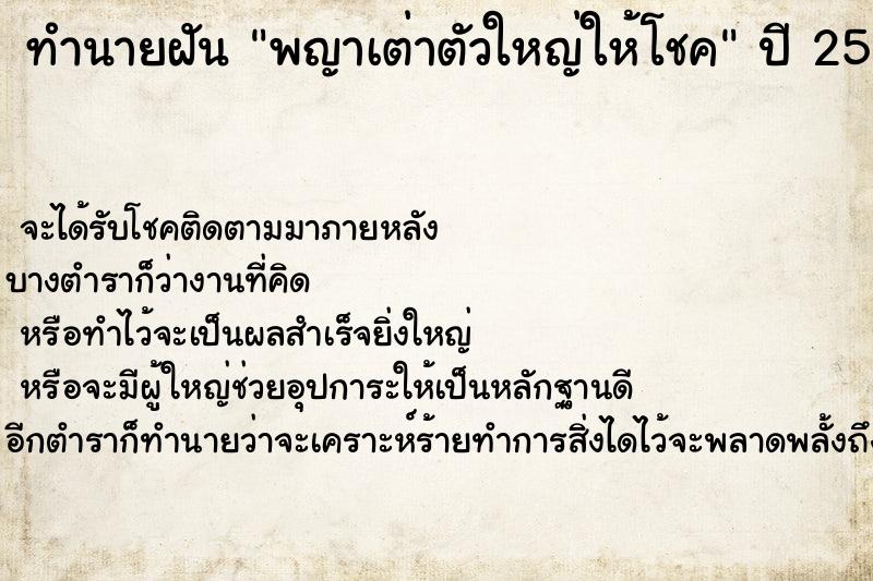 ทำนายฝันพญาเต่าตัวใหญ่ให้โชค ทำนายฝันทำนายฝันพญาเต่าตัวใหญ่ให้โชค