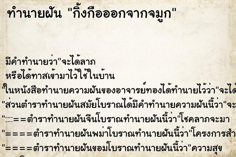 ทำนายฝัน กิ้งกือออกจากจมูก ทำนายฝัน กิ้งกือออกจากจมูก