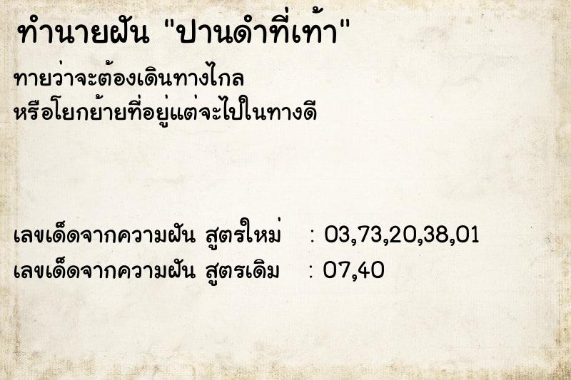 ทำนายฝันปานดำที่เท้า ทำนายฝันทำนายฝันปานดำที่เท้า