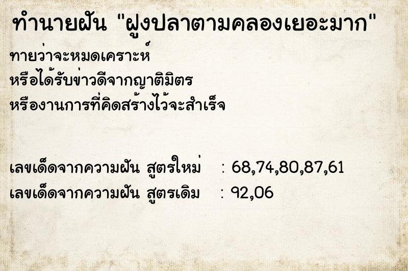 ทำนายฝันฝูงปลาตามคลองเยอะมาก ทำนายฝันทำนายฝันฝูงปลาตามคลองเยอะมาก