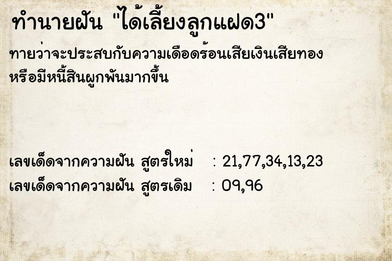 ทำนายฝันทำนายฝันได้เลี้ยงลูกแฝด3