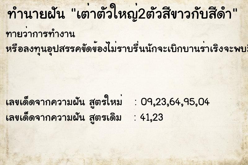 ทำนายฝันทำนายฝันเต่าตัวใหญ่2ตัวสีขาวกับสีดำ