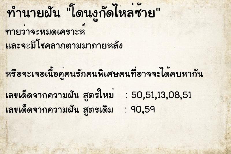 ทำนายฝันทำนายฝันโดนงูกัดไหล่ซ้าย