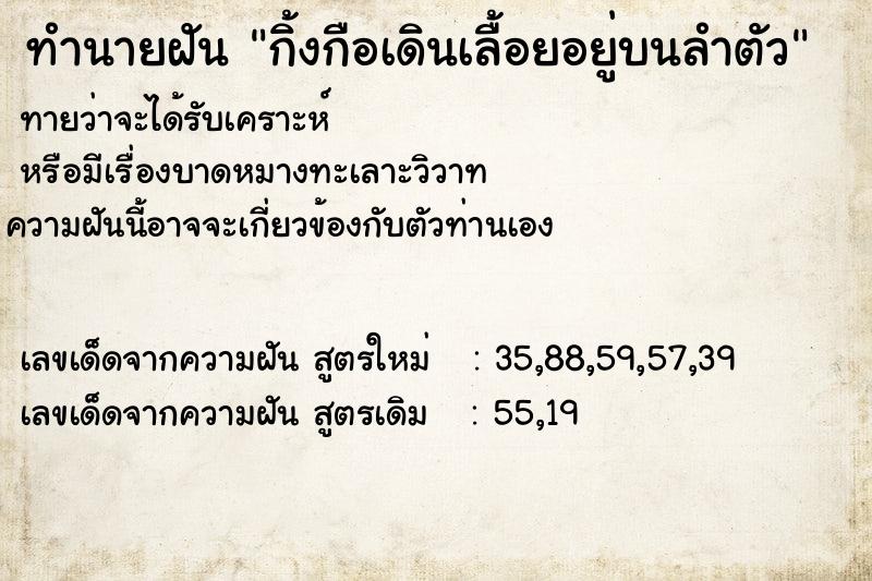 ทำนายฝัน กิ้งกือเดินเลื้อยอยู่บนลำตัว ทำนายฝัน กิ้งกือเดินเลื้อยอยู่บนลำตัว