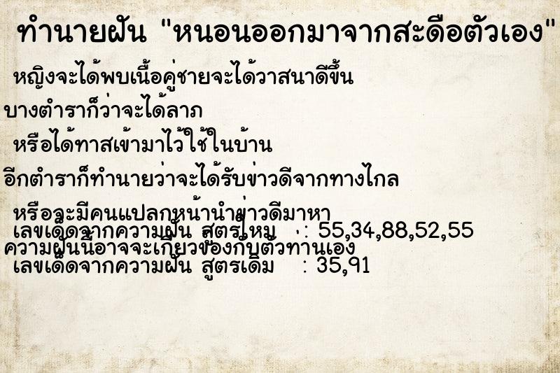 ทำนายฝัน หนอนออกมาจากสะดือตัวเอง