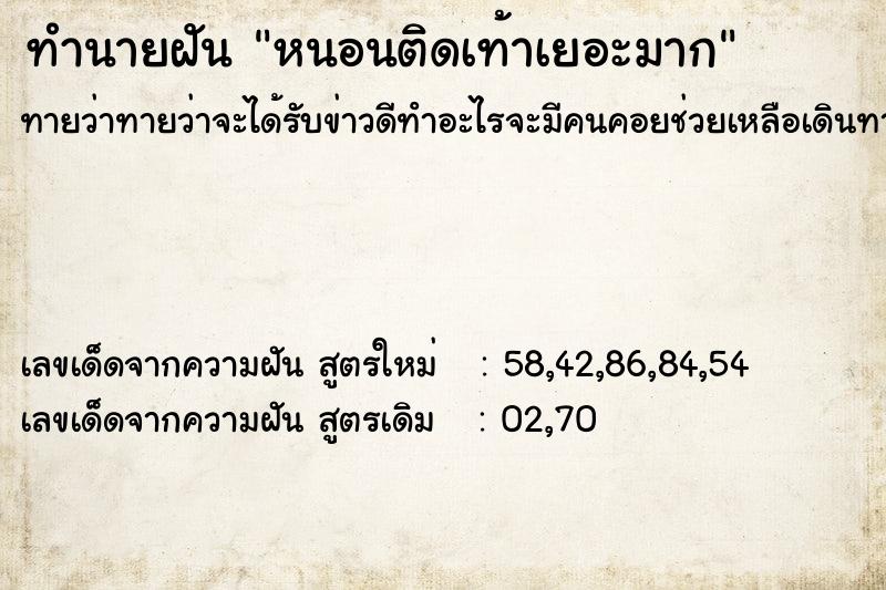 ทำนายฝันหนอนติดเท้าเยอะมาก ทำนายฝันทำนายฝันหนอนติดเท้าเยอะมาก