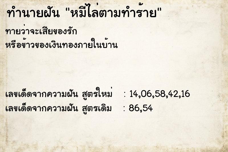 ทำนายฝันหมีไล่ตามทำร้าย ทำนายฝันทำนายฝันหมีไล่ตามทำร้าย
