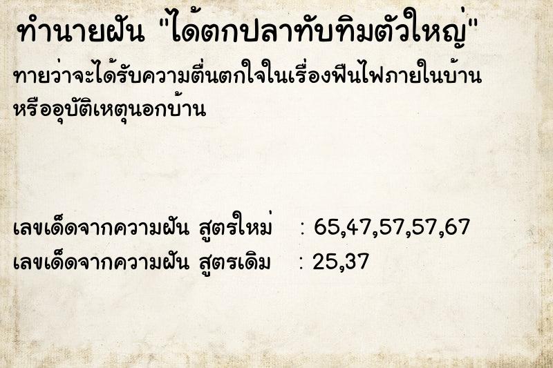ทำนายฝันทำนายฝันได้ตกปลาทับทิมตัวใหญ่