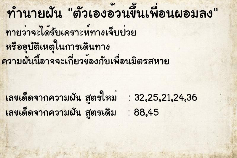 ทำนายฝันทำนายฝันตัวเองอ้วนขึ้นเพื่อนผอมลง