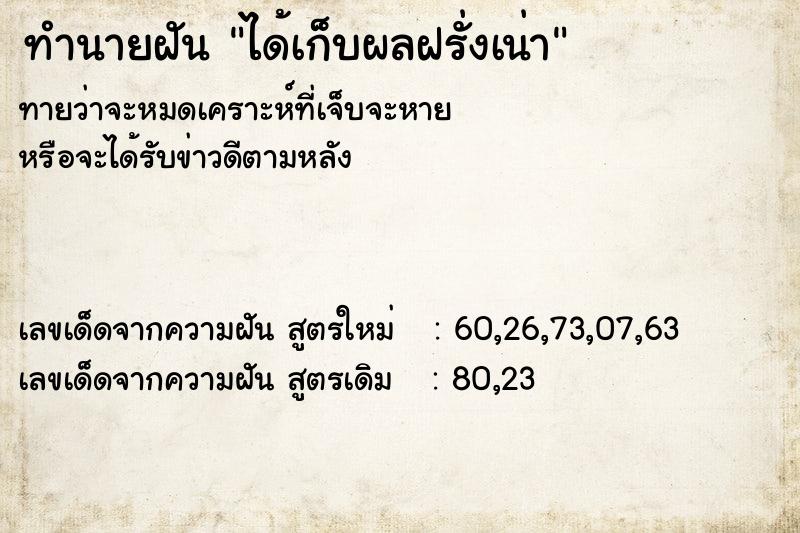 ทำนายฝันทำนายฝันได้เก็บผลฝรั่งเน่า