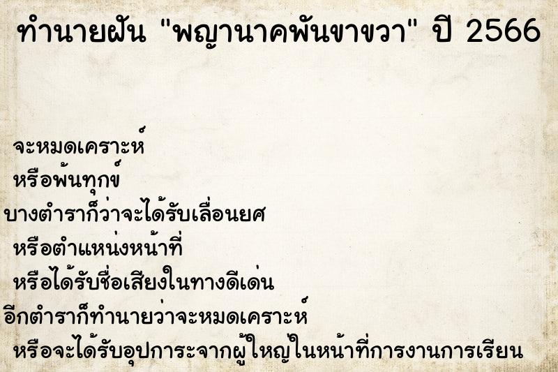 ทำนายฝันทำนายฝันพญานาคพันขาขวา