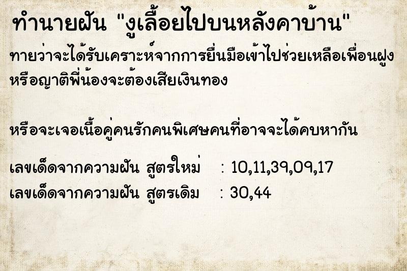 ทำนายฝันงูเลื้อยไปบนหลังคาบ้าน ทำนายฝันทำนายฝันงูเลื้อยไปบนหลังคาบ้าน