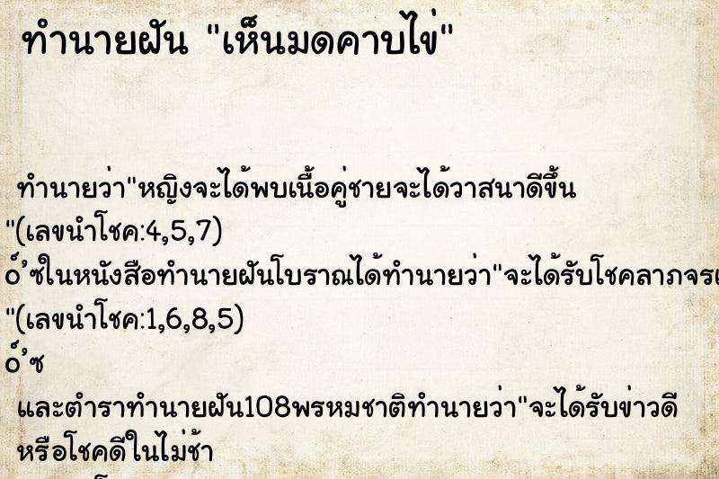 ทำนายฝัน เห็นมดคาบไข่