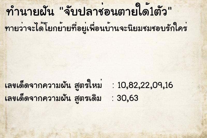 ทำนายฝันทำนายฝันจับปลาช่อนตายใด้1ตัว
