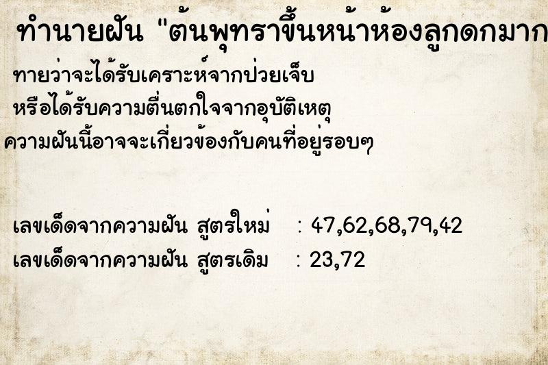 ทำนายฝันทำนายฝันต้นพุทราขึ้นหน้าห้องลูกดกมาก