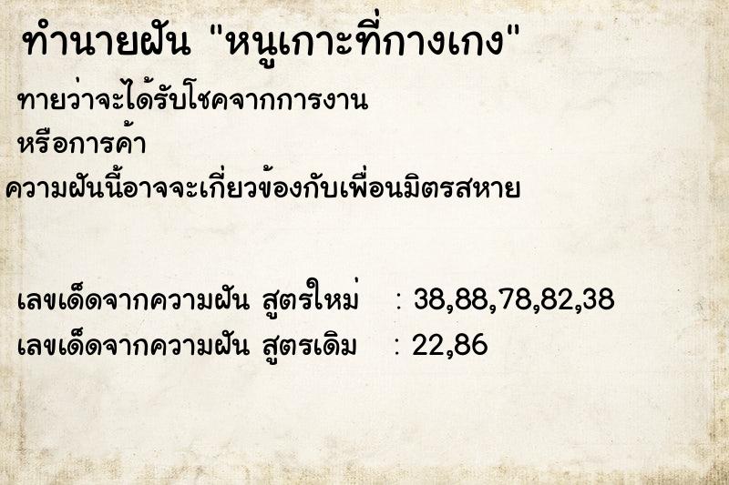 ทำนายฝันทำนายฝันหนูเกาะที่กางเกง