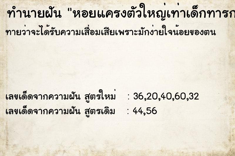 ทำนายฝันทำนายฝันหอยแครงตัวใหญ่เท่าเด็กทารก