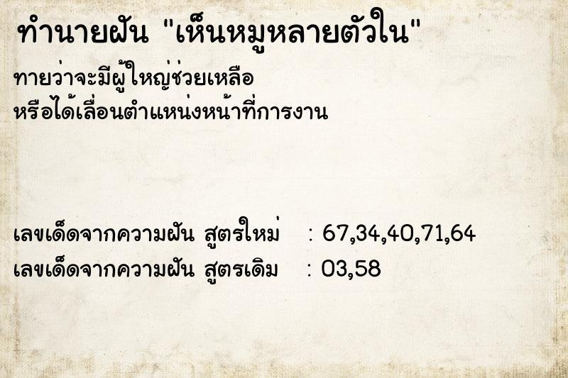 ทำนายฝันทำนายฝันเห็นหมูหลายตัวใน