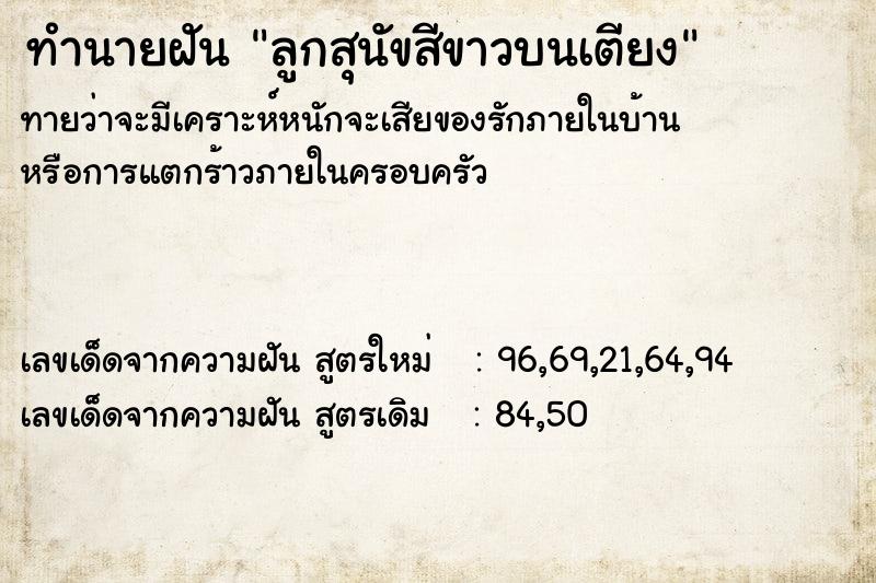 ทำนายฝันทำนายฝันลูกสุนัขสีขาวบนเตียง