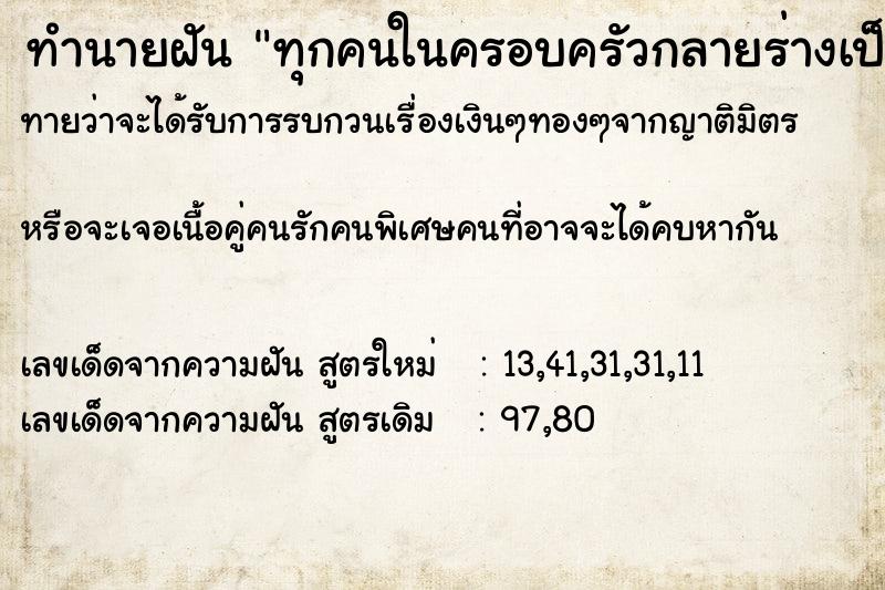 ทำนายฝันทุกคนในครอบครัวกลายร่างเป็นงู ทำนายฝันทำนายฝันทุกคนในครอบครัวกลายร่างเป็นงู