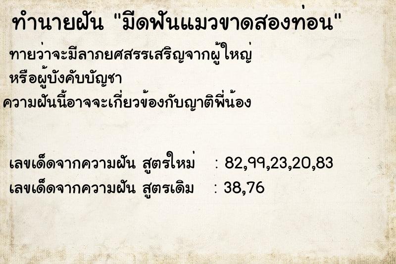 ทำนายฝันทำนายฝันมีดฟันแมวขาดสองท่อน