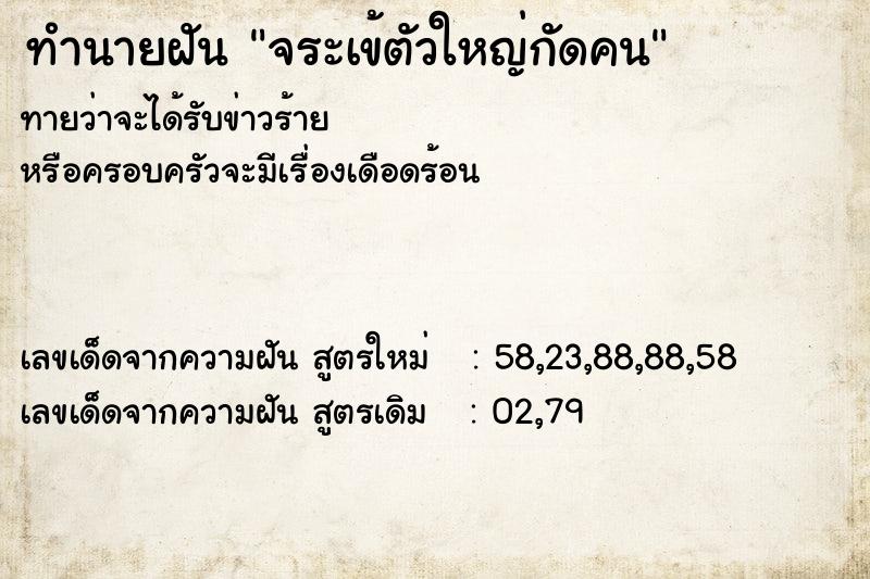ทำนายฝันจระเข้ตัวใหญ่กัดคน ทำนายฝันทำนายฝันจระเข้ตัวใหญ่กัดคน