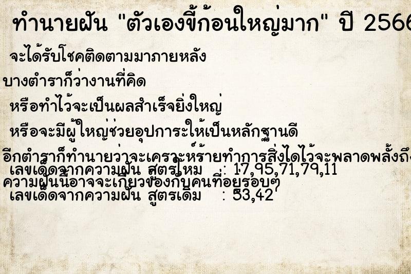 ทำนายฝันตัวเองขี้ก้อนใหญ่มาก ทำนายฝันทำนายฝันตัวเองขี้ก้อนใหญ่มาก