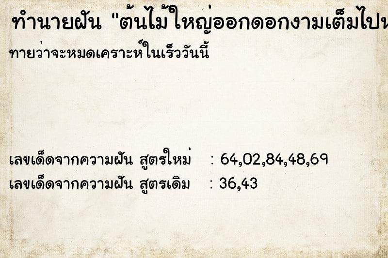 ทำนายฝัน ต้นไม้ใหญ่ออกดอกงามเต็มไปหมด