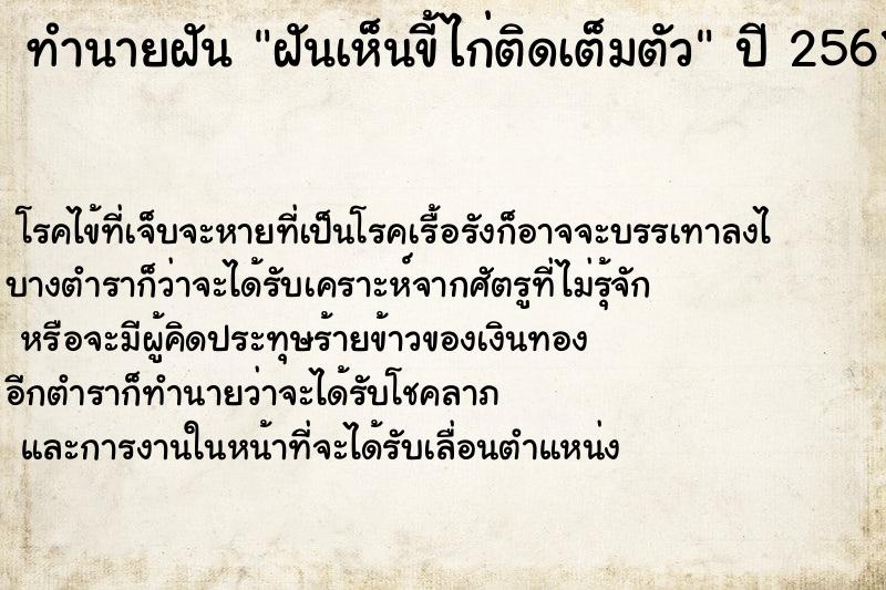 ทำนายฝันฝันเห็นขี้ไก่ติดเต็มตัว ทำนายฝันทำนายฝันฝันเห็นขี้ไก่ติดเต็มตัว