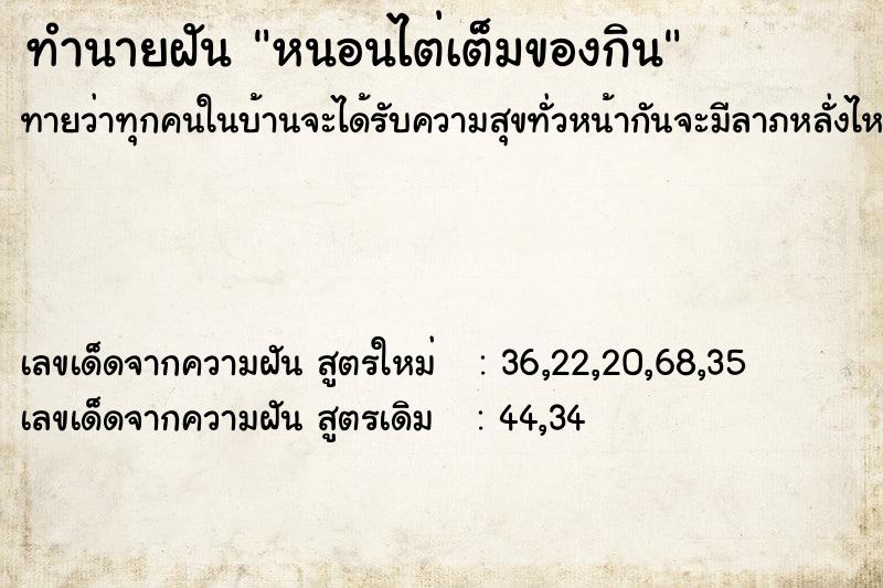 ทำนายฝัน หนอนไต่เต็มของกิน