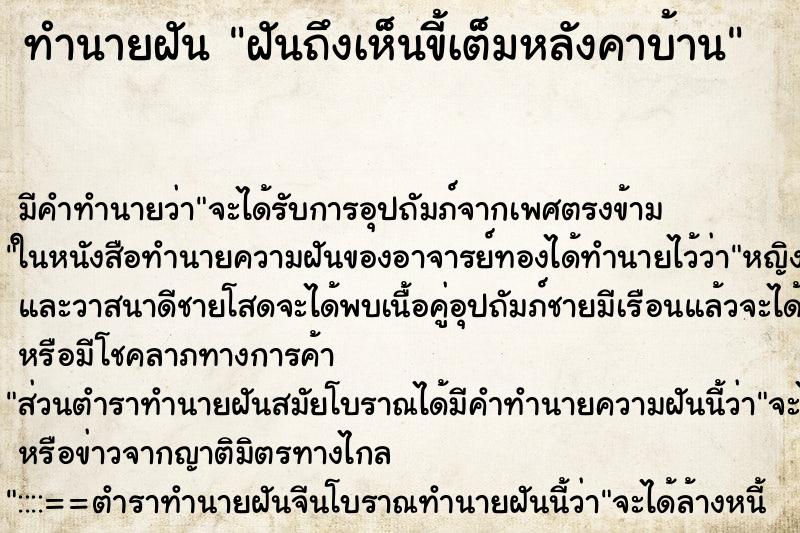ทำนายฝัน ฝันถึงเห็นขี้เต็มหลังคาบ้าน ทำนายฝัน ฝันถึงเห็นขี้เต็มหลังคาบ้าน