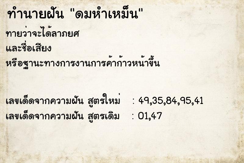 ทำนายฝันดมหำเหม็น ทำนายฝันทำนายฝันดมหำเหม็น