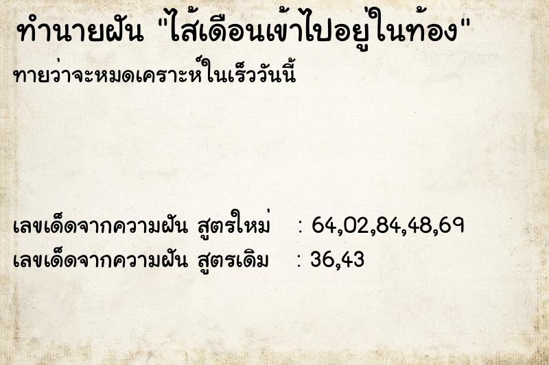 ทำนายฝันทำนายฝันไส้เดือนเข้าไปอยู่ในท้อง