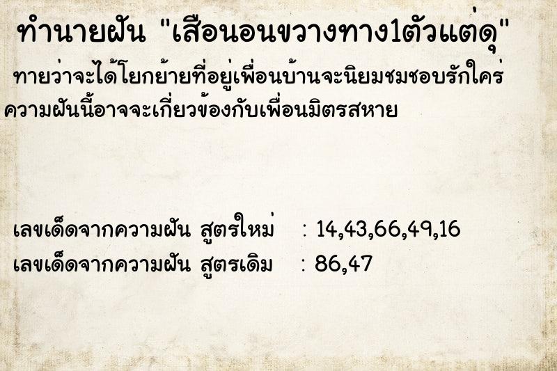 ทำนายฝันเสือนอนขวางทาง1ตัวแต่ดุ ทำนายฝันทำนายฝันเสือนอนขวางทาง1ตัวแต่ดุ