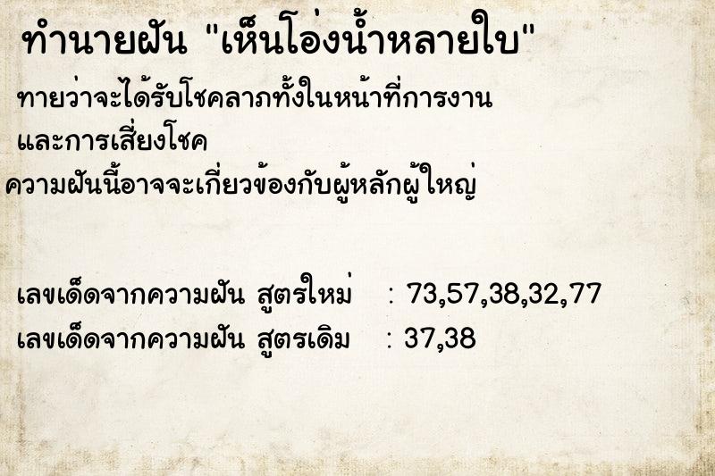 ทำนายฝันเห็นโอ่งน้ำหลายใบ ทำนายฝันทำนายฝันเห็นโอ่งน้ำหลายใบ