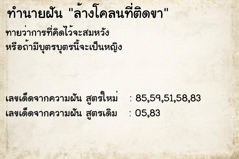 ทำนายฝันล้างโคลนที่ติดขา ทำนายฝันทำนายฝันล้างโคลนที่ติดขา