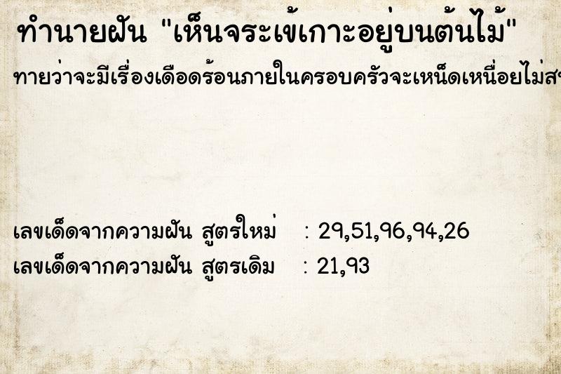 ทำนายฝันทำนายฝันเห็นจระเข้เกาะอยู่บนต้นไม้