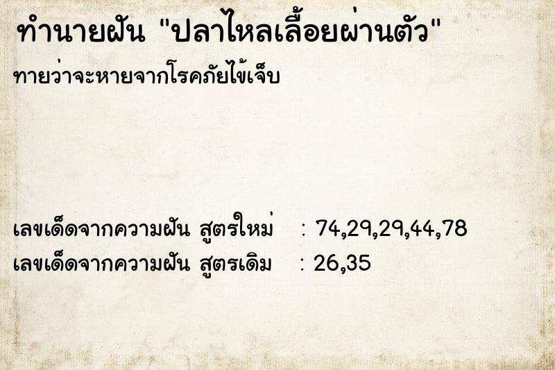 ทำนายฝันปลาไหลเลื้อยผ่านตัว ทำนายฝันทำนายฝันปลาไหลเลื้อยผ่านตัว