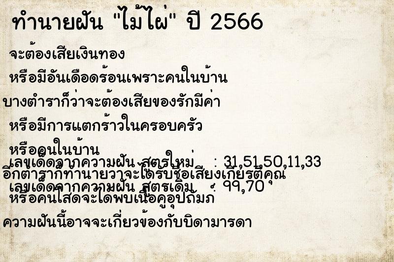 ทำนายฝันไม้ไผ่ ทำนายฝันทำนายฝันไม้ไผ่