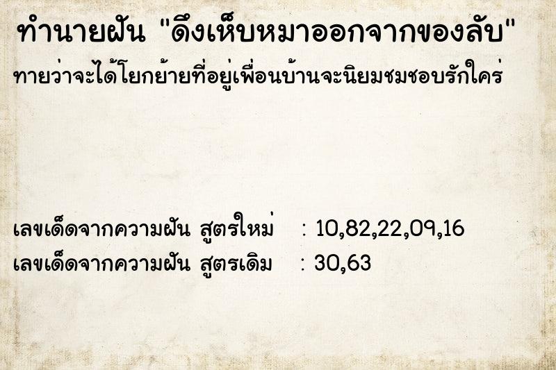 ทำนายฝันทำนายฝันดึงเห็บหมาออกจากของลับ