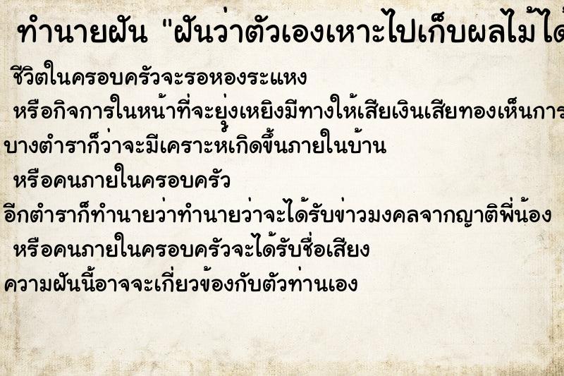 ทำนายฝันฝันว่าตัวเองเหาะไปเก็บผลไม้ได้ ทำนายฝันทำนายฝันฝันว่าตัวเองเหาะไปเก็บผลไม้ได้