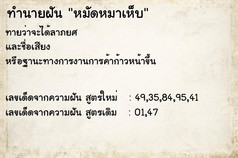 ทำนายฝันทำนายฝันหมัดหมาเห็บ