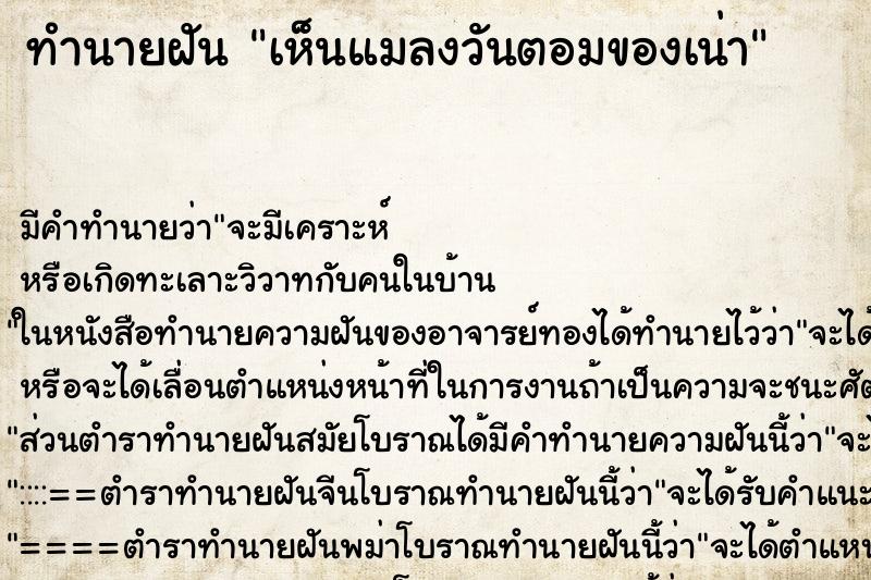 ทำนายฝัน เห็นแมลงวันตอมของเน่า ตำราโบราณ แม่นที่สุดในโลก