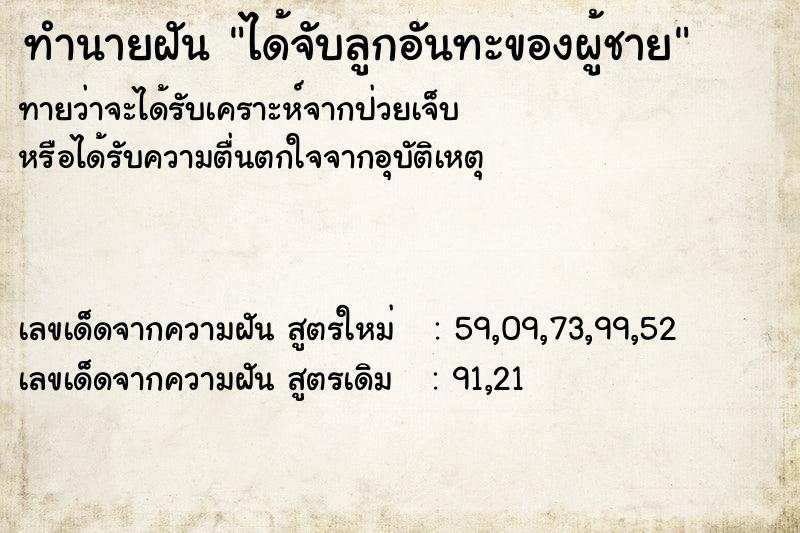 ทำนายฝัน ได้จับลูกอันทะของผู้ชาย ทำนายฝัน ได้จับลูกอันทะของผู้ชาย