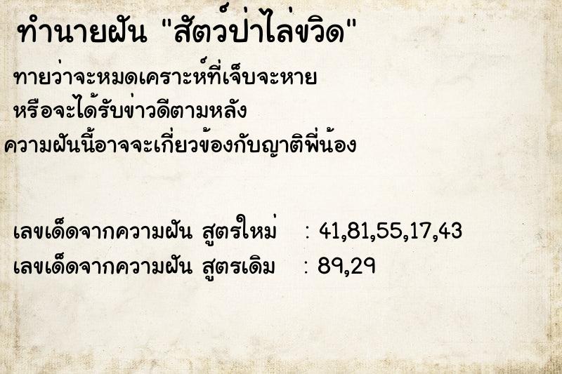 ทำนายฝันทำนายฝันสัตว์ป่าไล่ขวิด