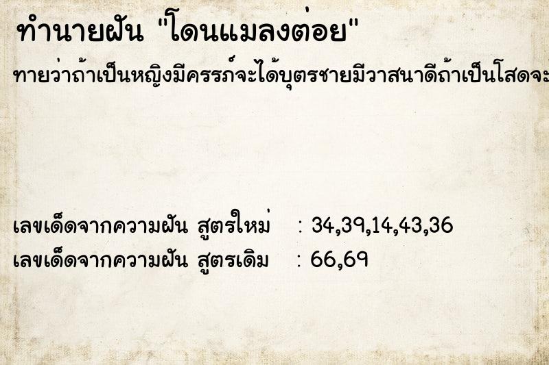 ทำนายฝัน โดนแมลงต่อย