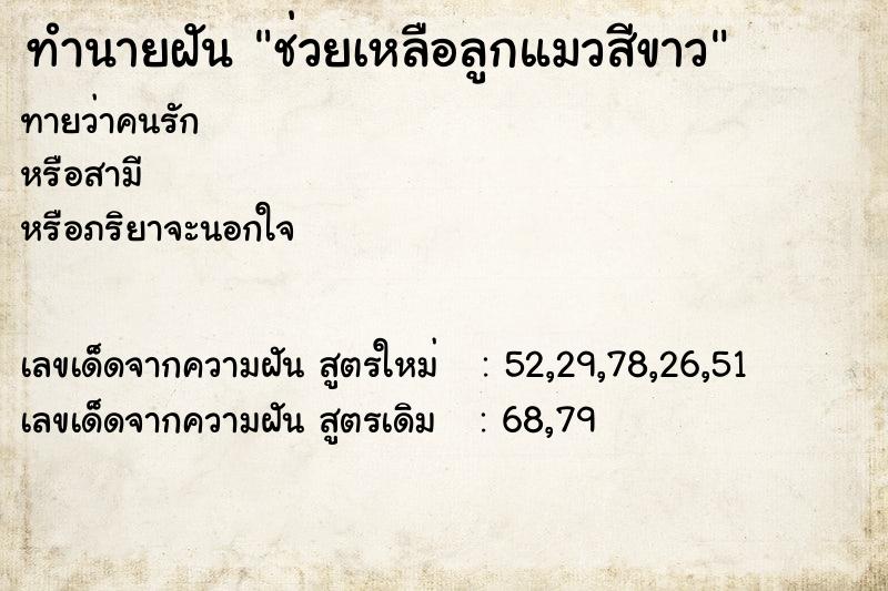 ทำนายฝันทำนายฝันช่วยเหลือลูกแมวสีขาว