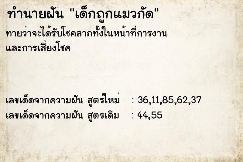 ทำนายฝันทำนายฝันเด็กถูกแมวกัด