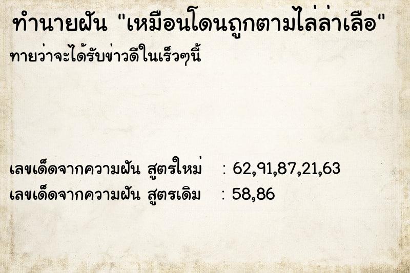 ทำนายฝันทำนายฝันเหมือนโดนถูกตามไล่ล่าเลือ